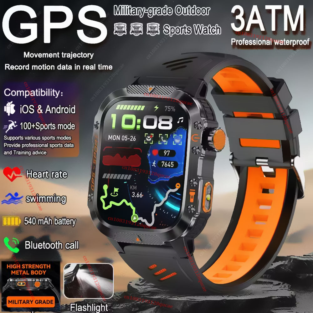 Gps Running Watch - 2026 Militair Outdoor Smartwatch voor Heren