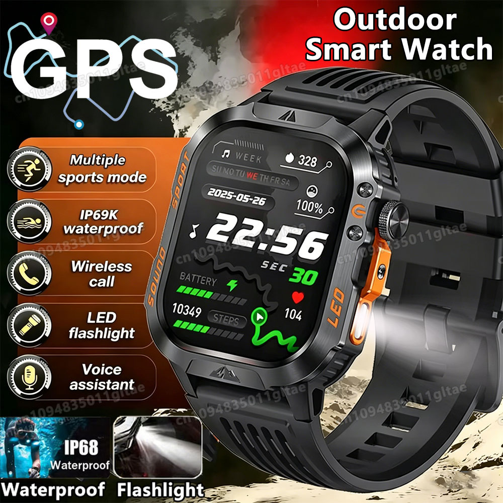 Gps Running Watch - 2026 Nieuw Militair Smartwatch voor Heren